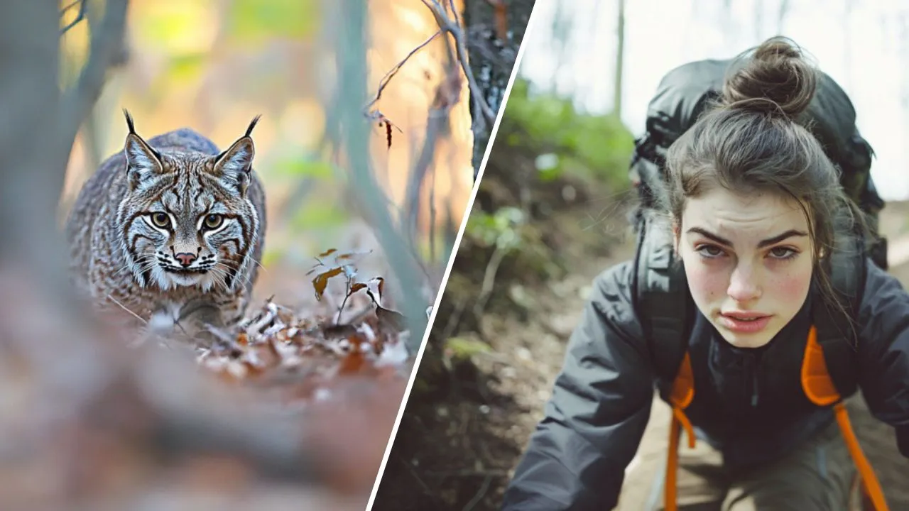 Wild Bobcat Approaches A Woman, and She Decides to Follow(1)
