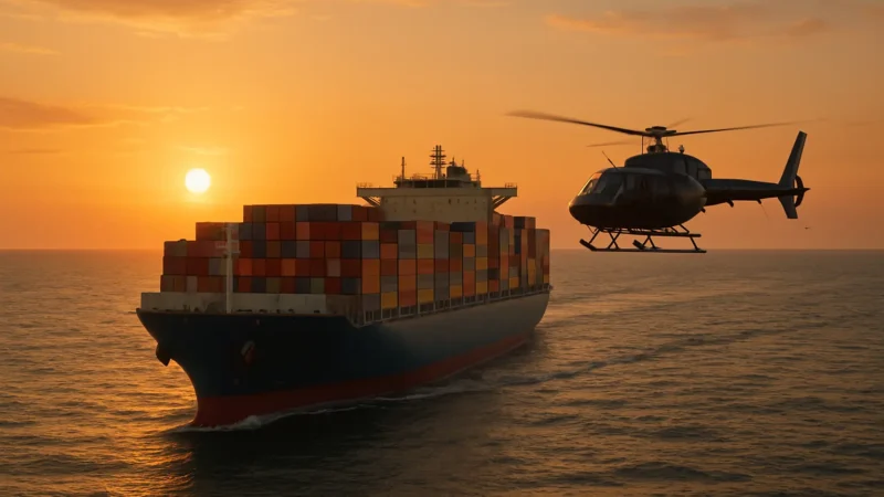 Helicopter Chases Container Ship Across Open Sea – But What the Crew Does to Disappear Is Unbelievable
